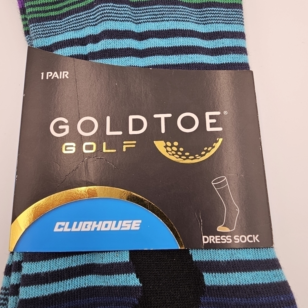 GOLD TOE Golf Clubhouse Dress Sock Black Striped Golf Design Sz socks 10-13